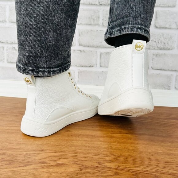 ⭐Michael Kors Shea Mid High Women Shoes Casual Sneakers 7M White Gold 49S3HFE5L⭐ - Picture 6 of 12